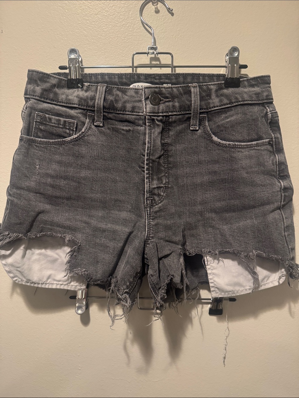 Old Navy Gray Frayed Hem Denim Shorts